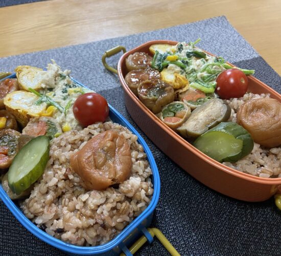 6月23日(月)／いんげんと人参の肉巻き、ほうれん草とサラダチキンのマヨしょうゆ和え