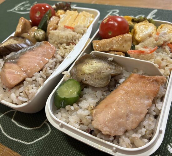 7月3日(金)／鶏むね肉とオクラの塩だれ炒め、卵焼き、かぼちゃサラダ